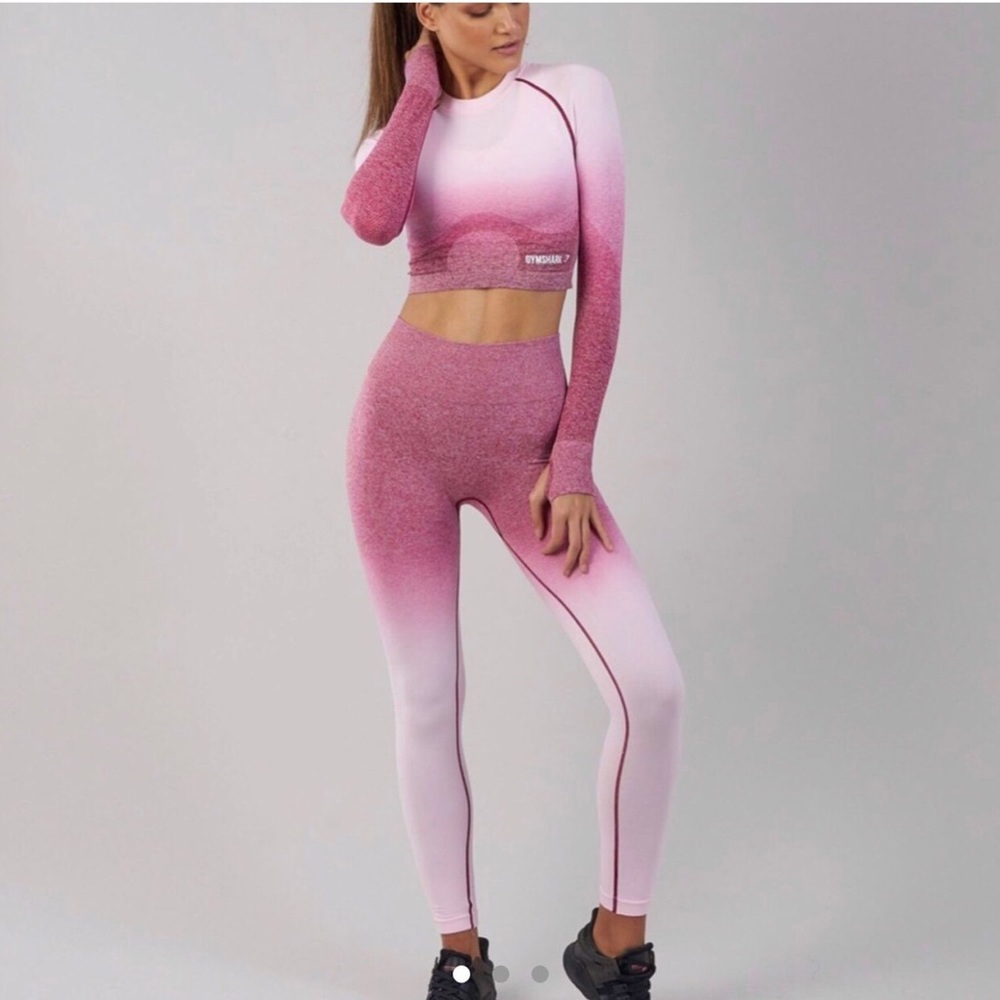 GymShark Ombré Pink and White Crop Top Seamless